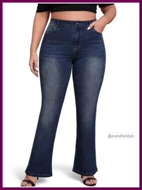High Waisted Stretchy Bootcut Jeans for Women Plus Size